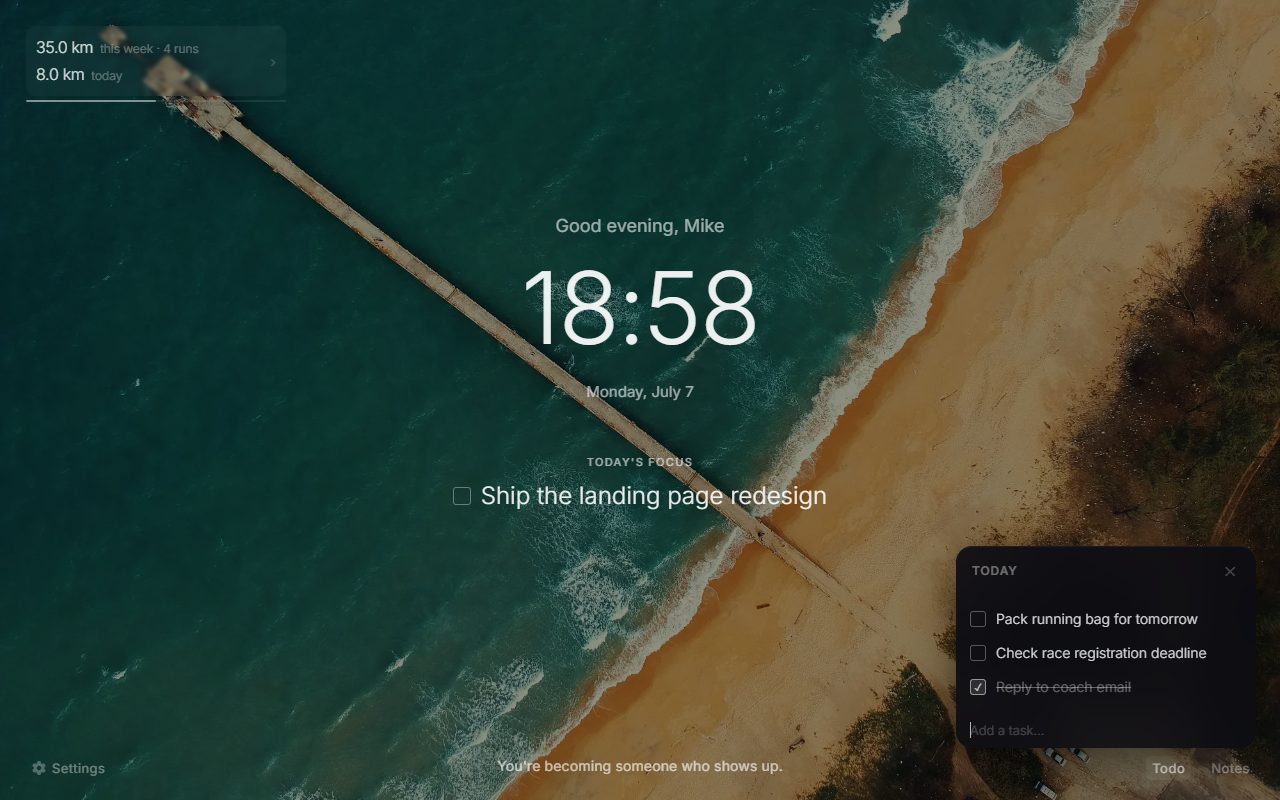 Daily focus in new tab